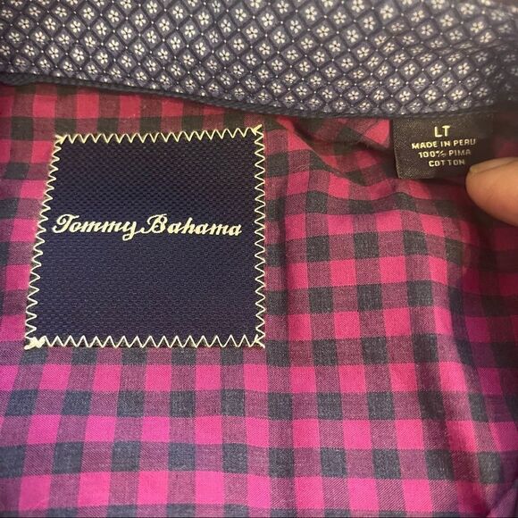 Tommy Bahama Pink-Purple-Blue Plaid LS Button Down Shirt in Size Large Tall - Picture 2 of 6